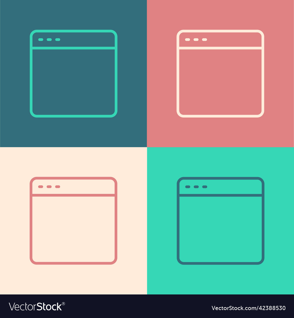 Pop art line browser window icon isolated on color vector image Pop art line browser window icon isolated on color