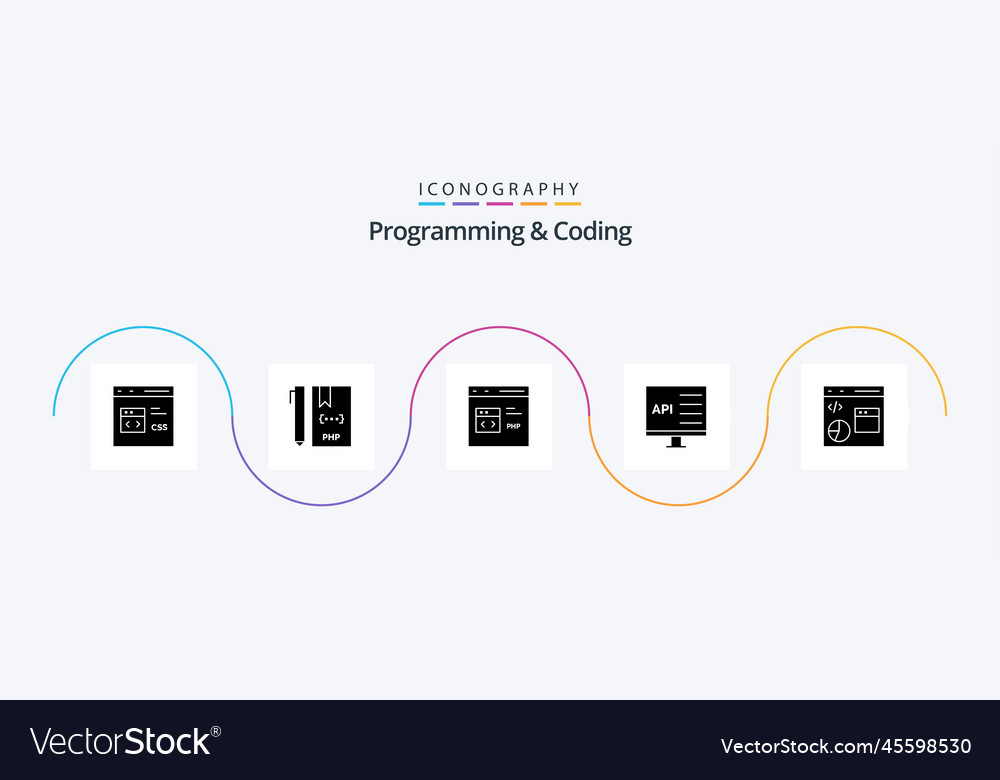 Programming and coding glyph 5 icon pack