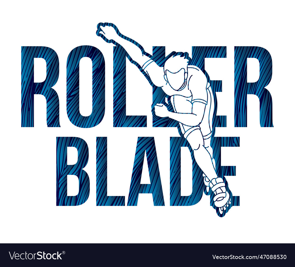 Roller blade skate player with font design Vector Image