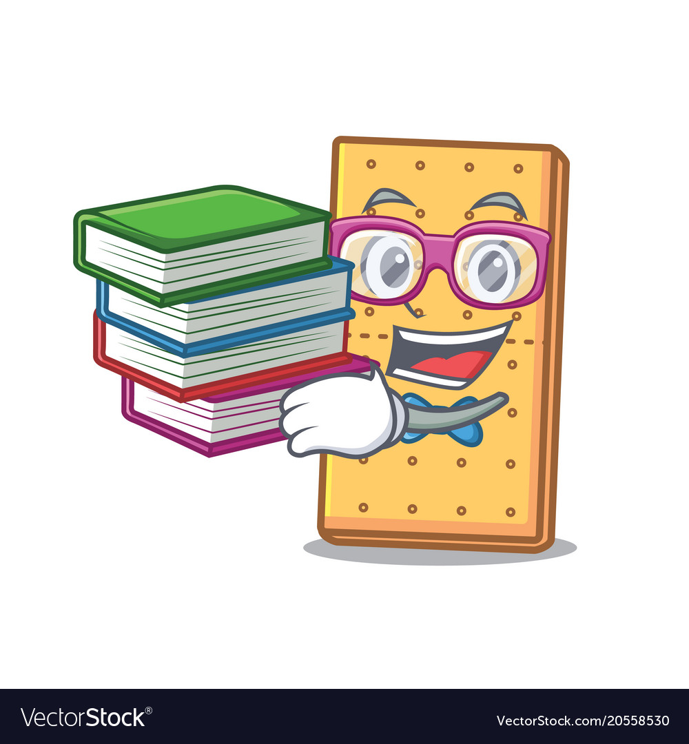 Student with book graham cookies mascot cartoon