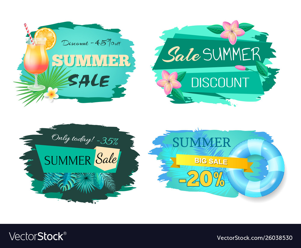 Summer sale advertisement label cocktail and fruit