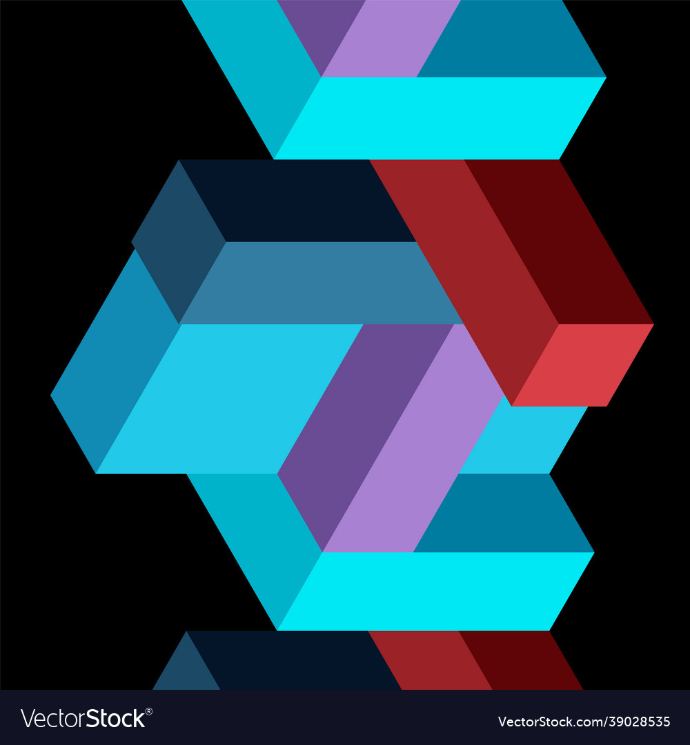 Abstract background 3d cubes cubic elements vector image Abstract background 3d cubes cubic elements