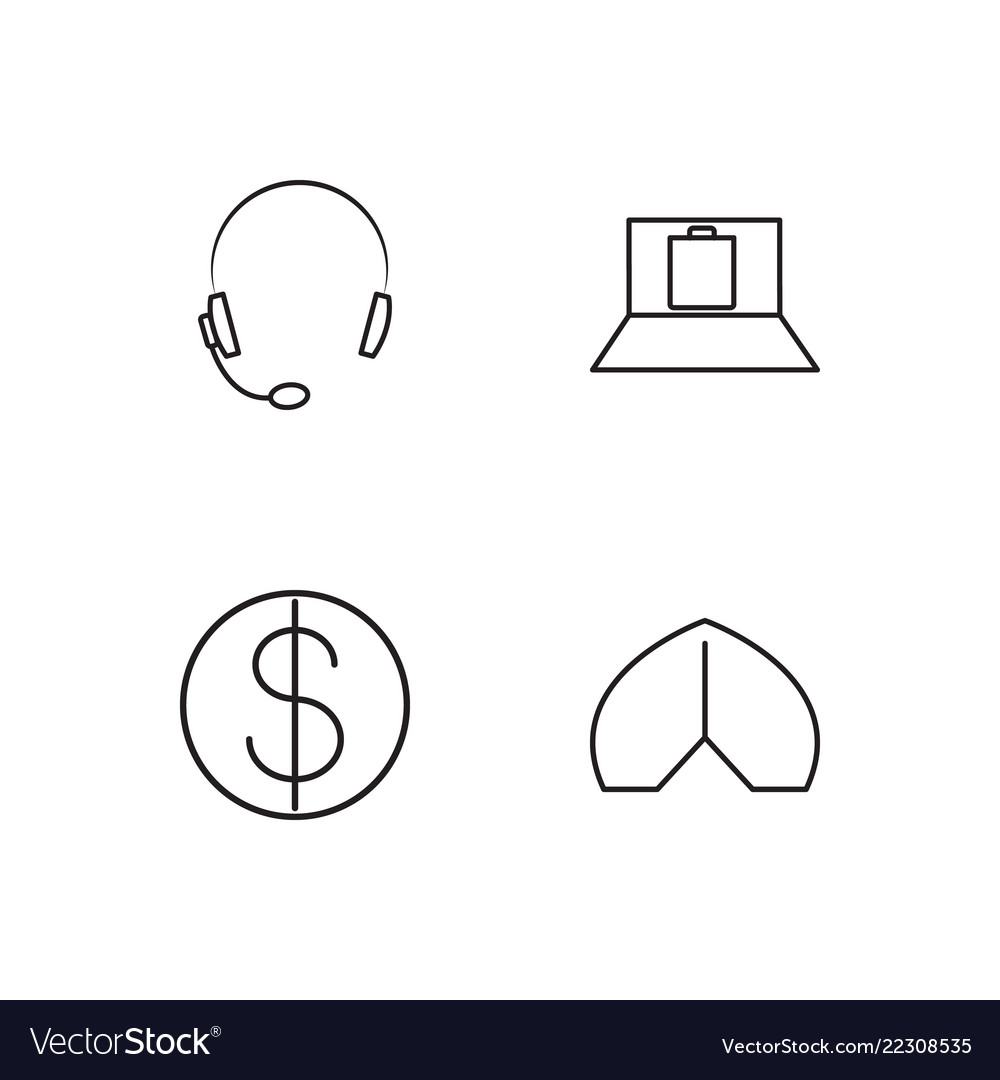 Business simple outlined icons set