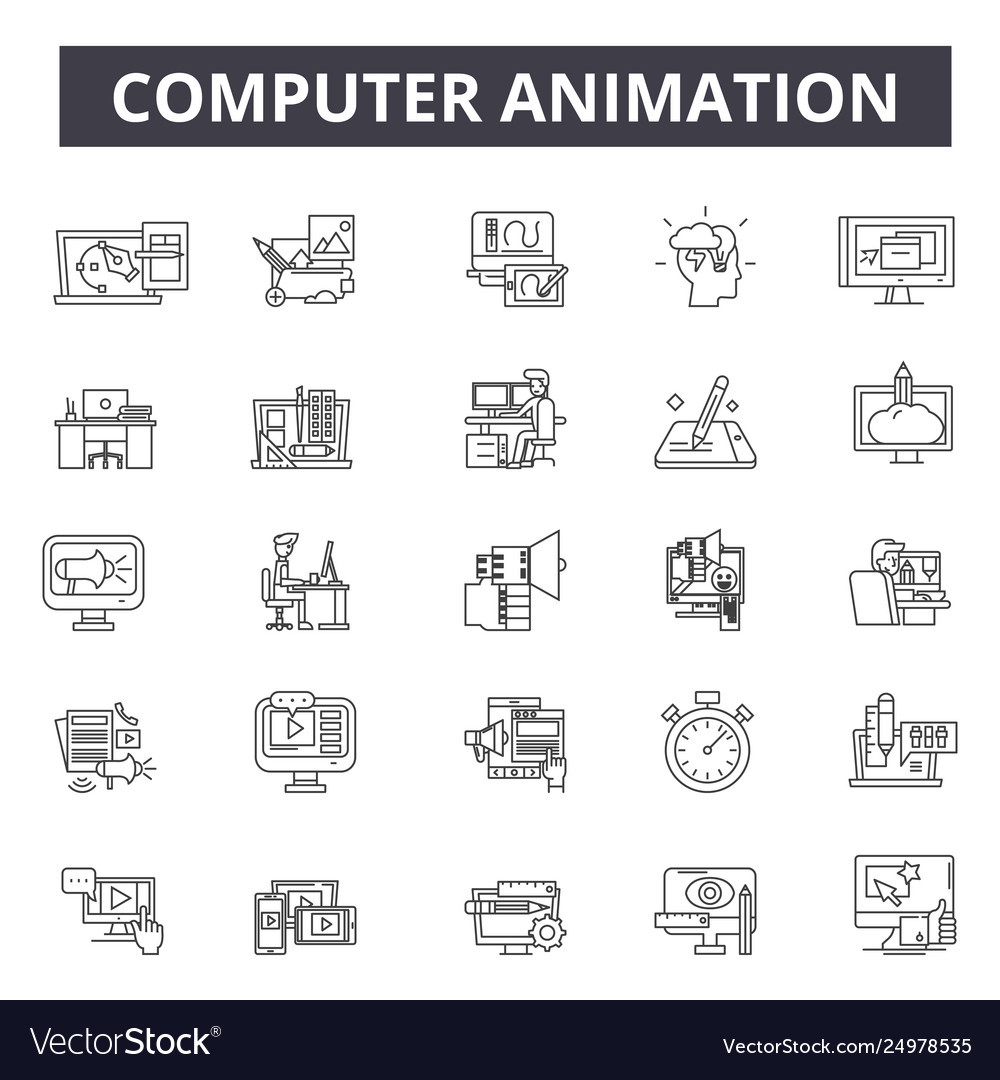 Computer Animation Line Icons