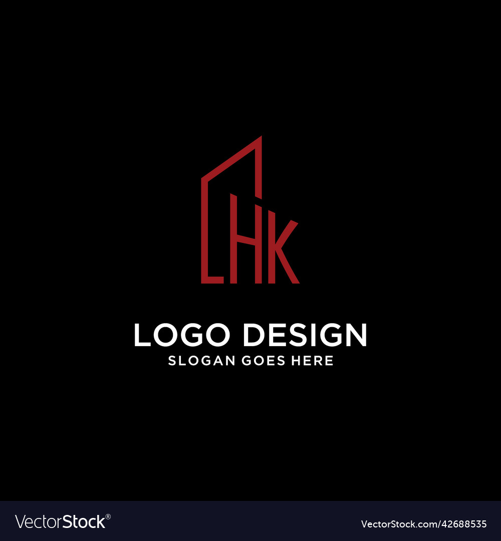 Hk initial monogram with building logo design