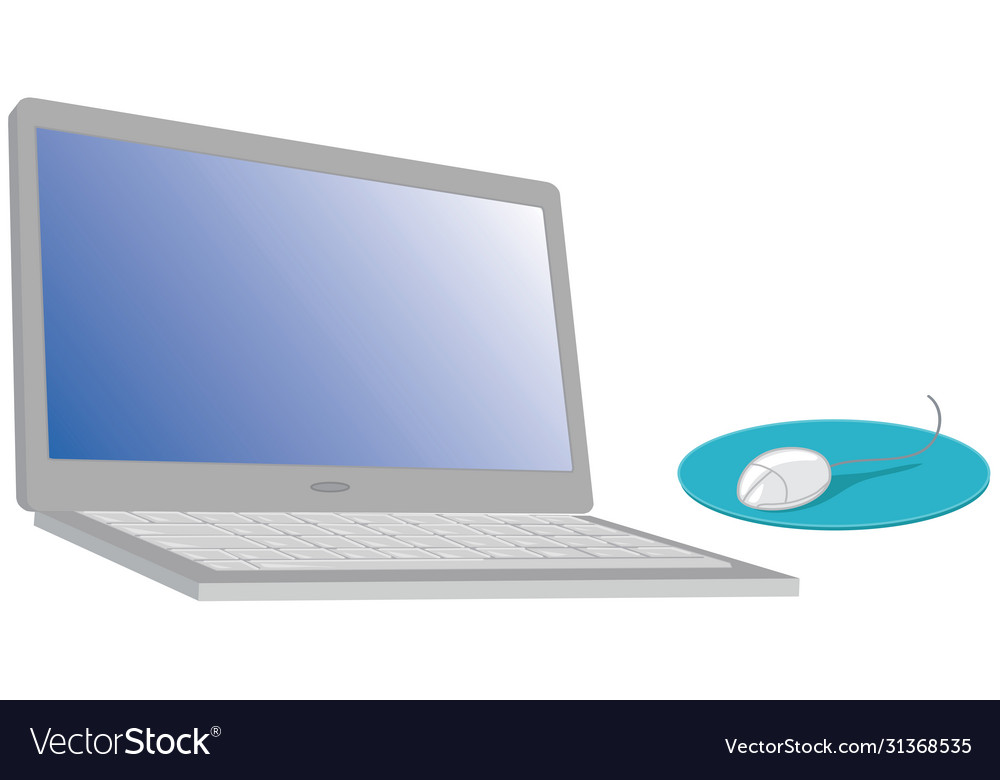 Laptop Computer With Mouse Royalty Free Vector Image