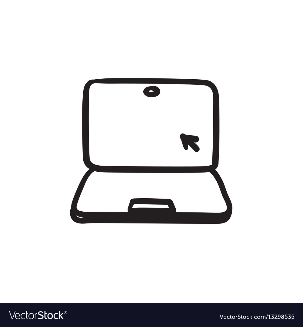 Laptop with cursor sketch icon