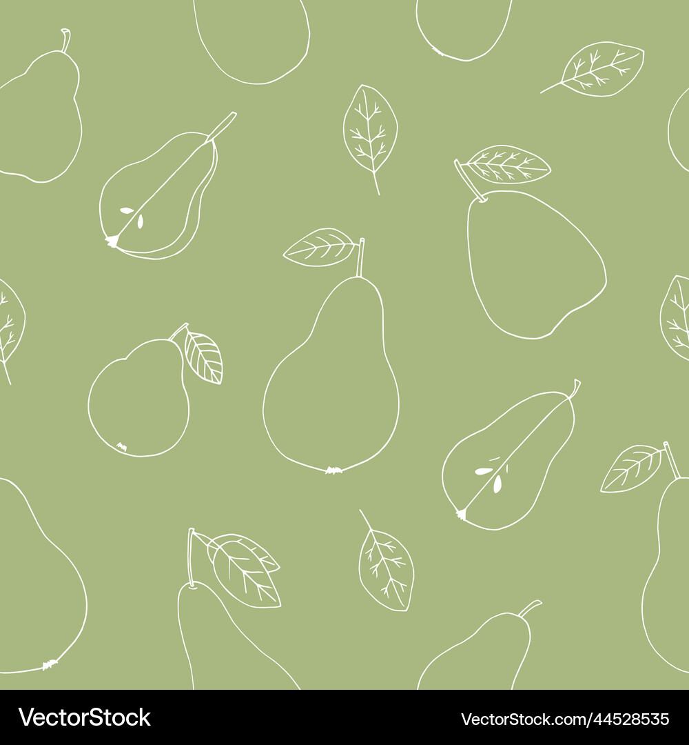 Pear seamless pattern hand drawn in doodle style Vector Image