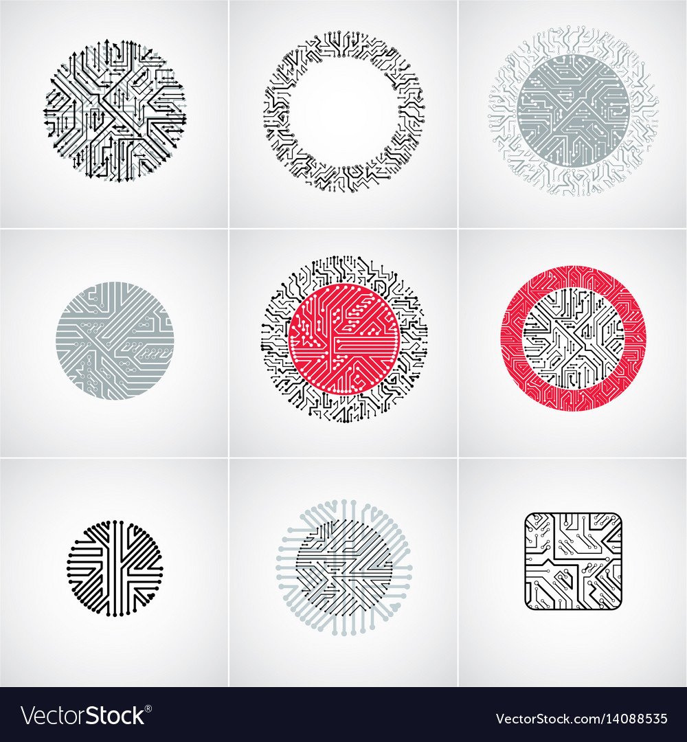 Set of technology cpu designs with square