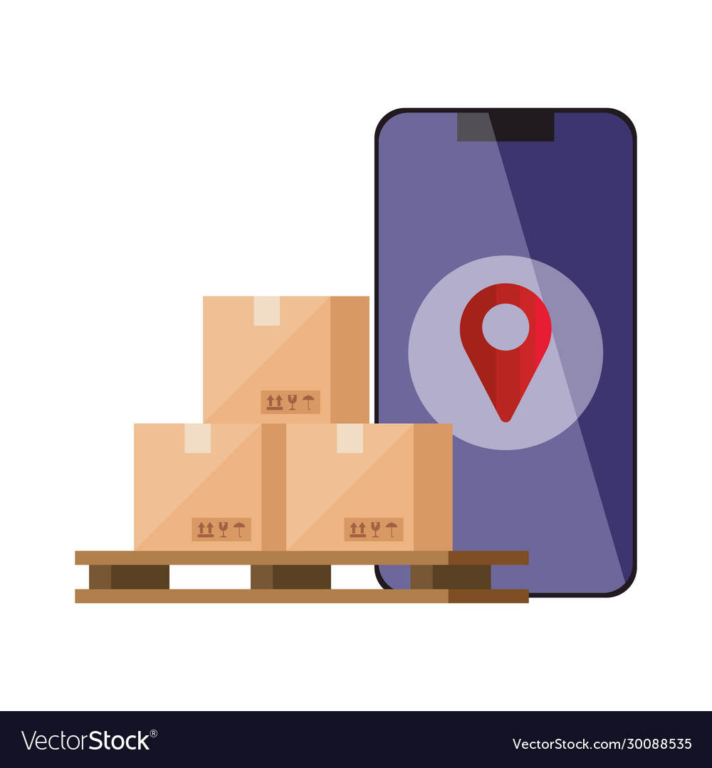 Smartphone with logistic service app vector image Smartphone with logistic service app