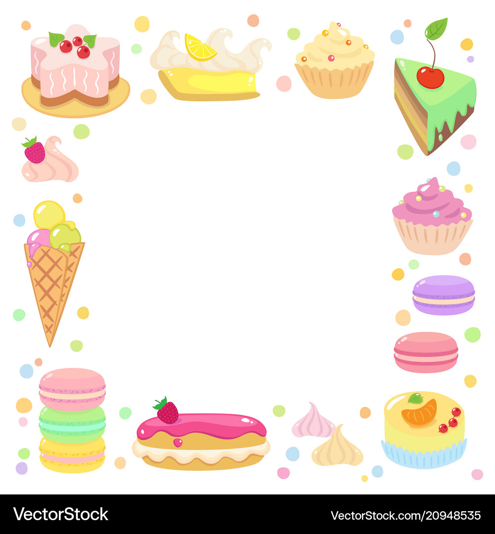 Sweet confection frame Royalty Free Vector Image