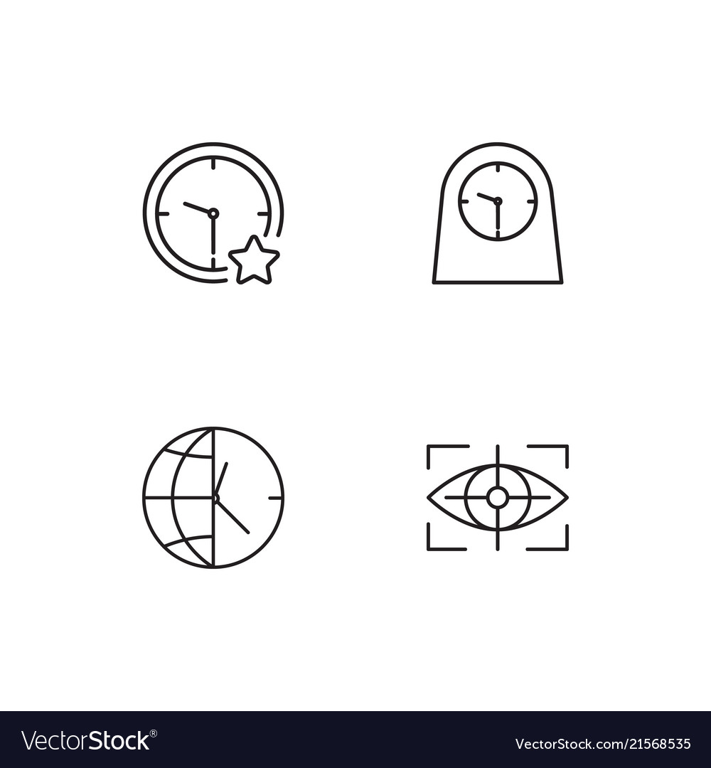 Time linear icons set simple outline