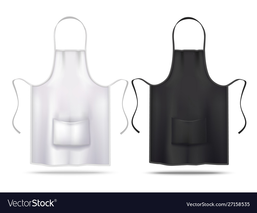 White and black apron mockup set in realistic