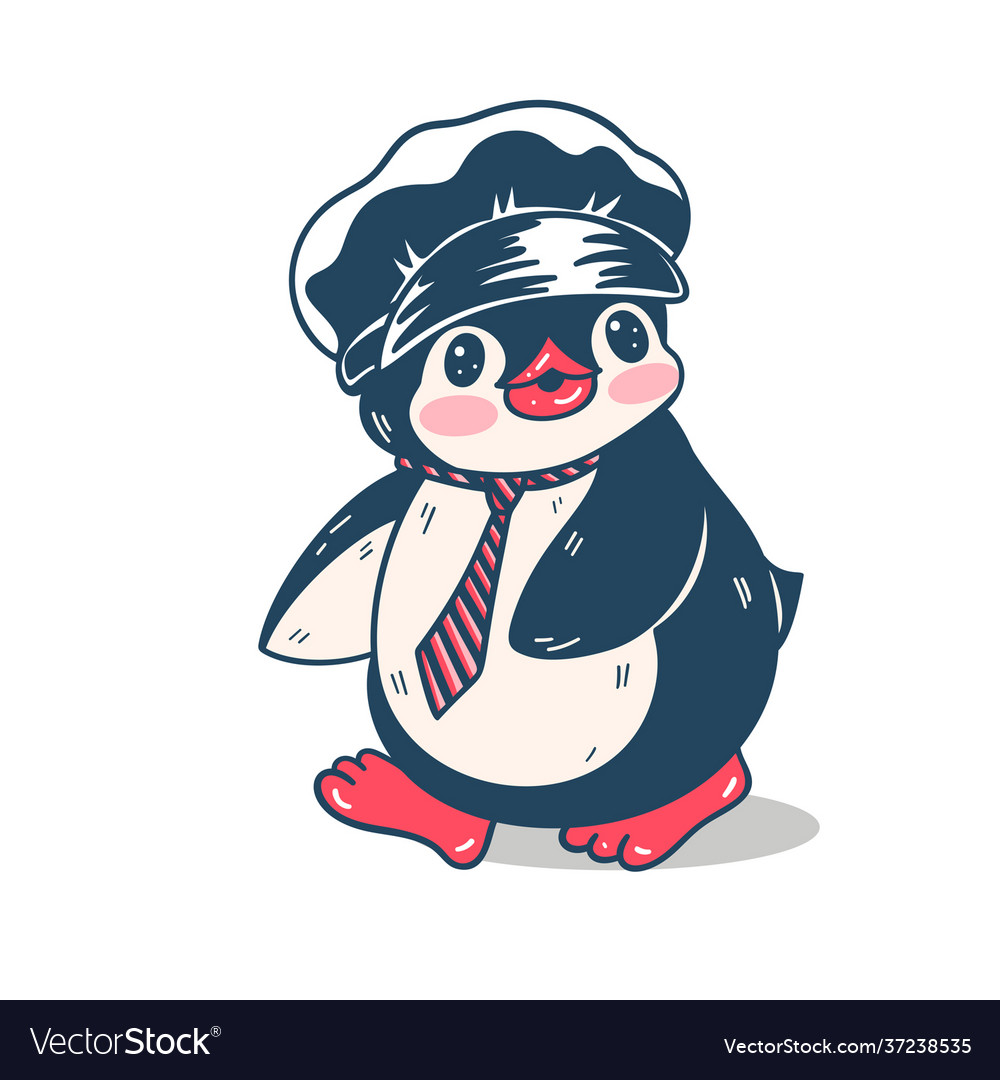 Winter funny cartoon penguin isolated