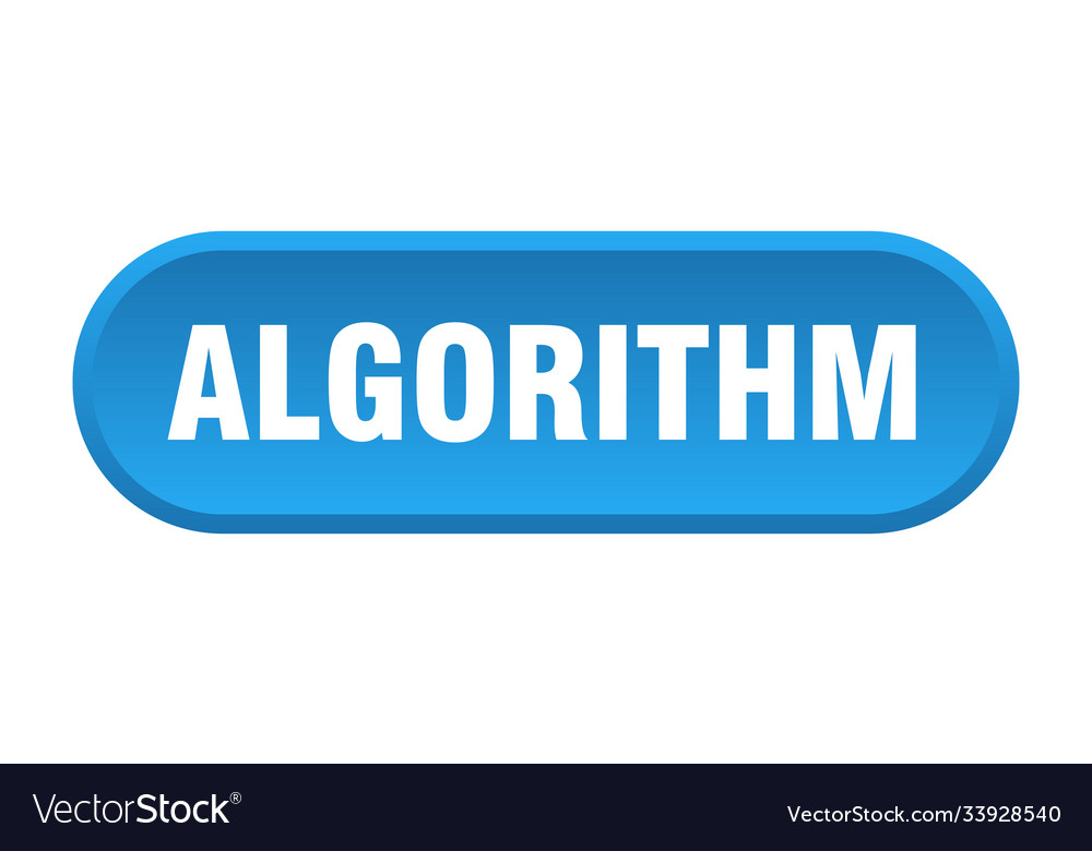 Algorithm button rounded sign on white background