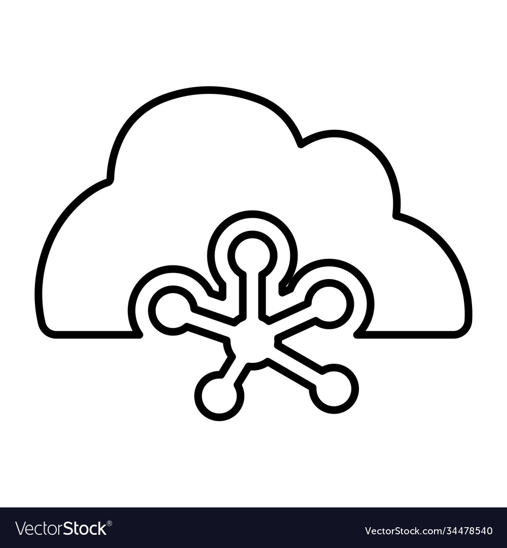 Cloud connection sharing web line icon outline vector image Cloud connection sharing web line icon outline