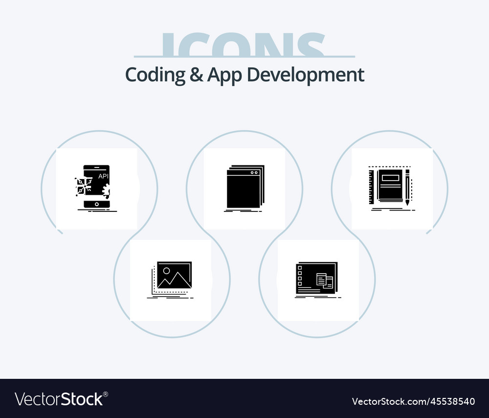 Coding and app development glyph icon pack 5