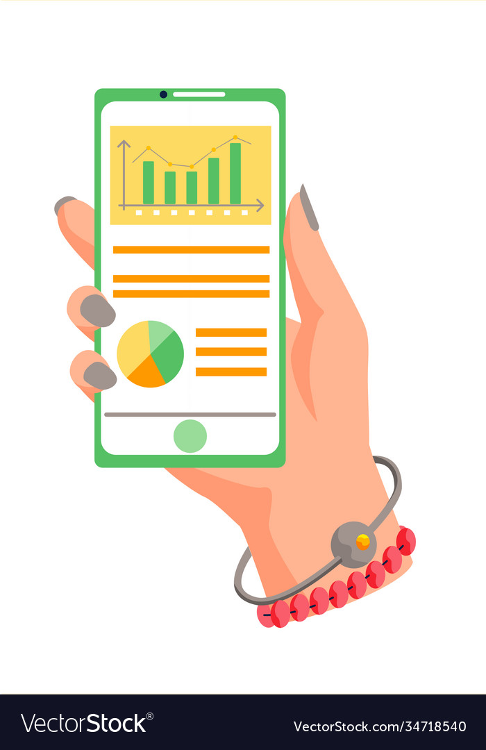 Flip chart with bar smartphone for data Vector Image Flip chart with bar smartphone for data