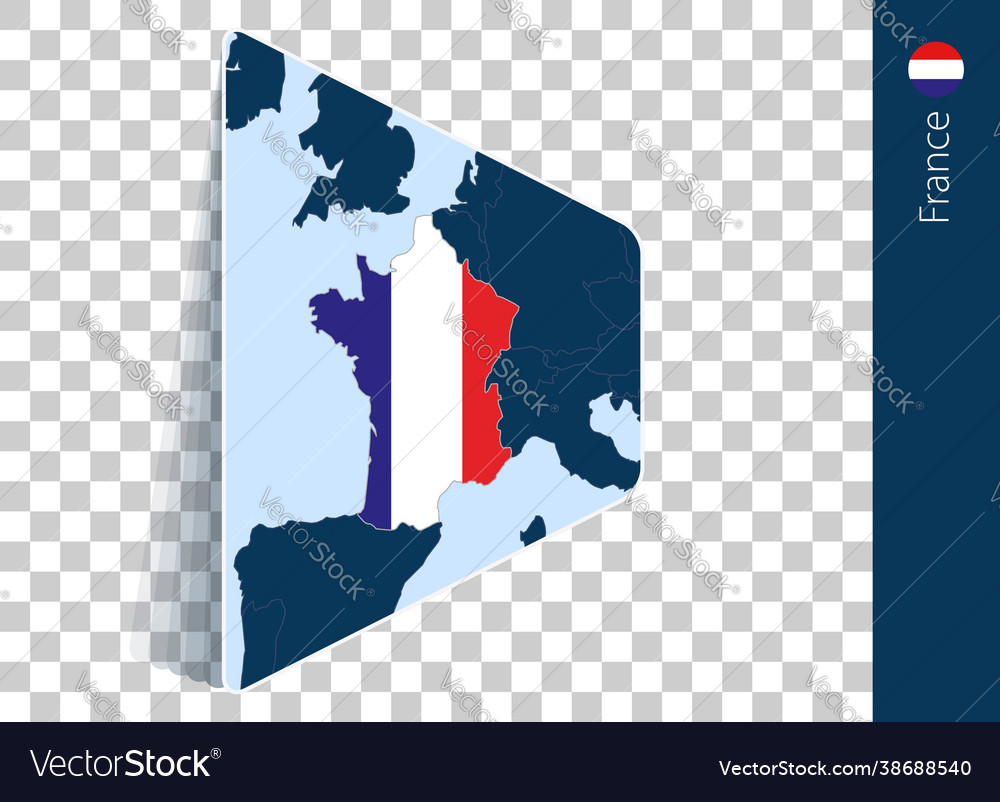 France map and flag on transparent background