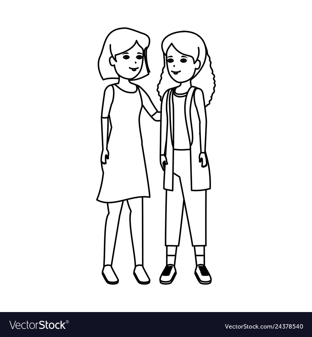 Girls couple avatars characters Royalty Free Vector Image