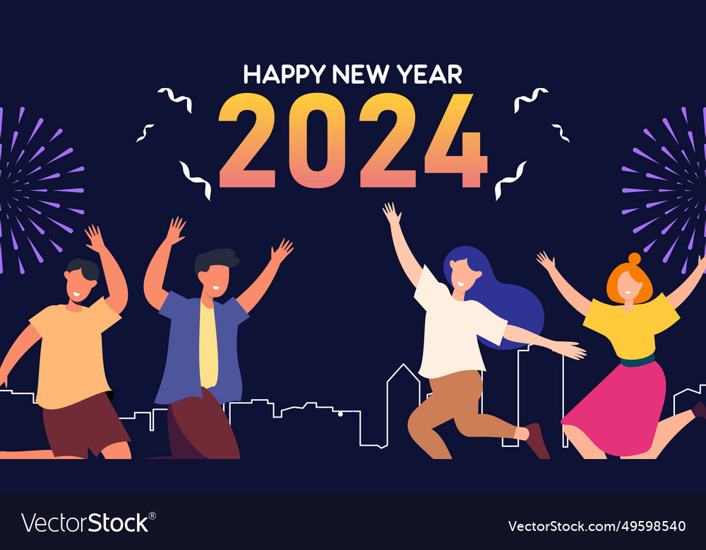 Happy new year 2024 celebration Royalty Free Vector Image