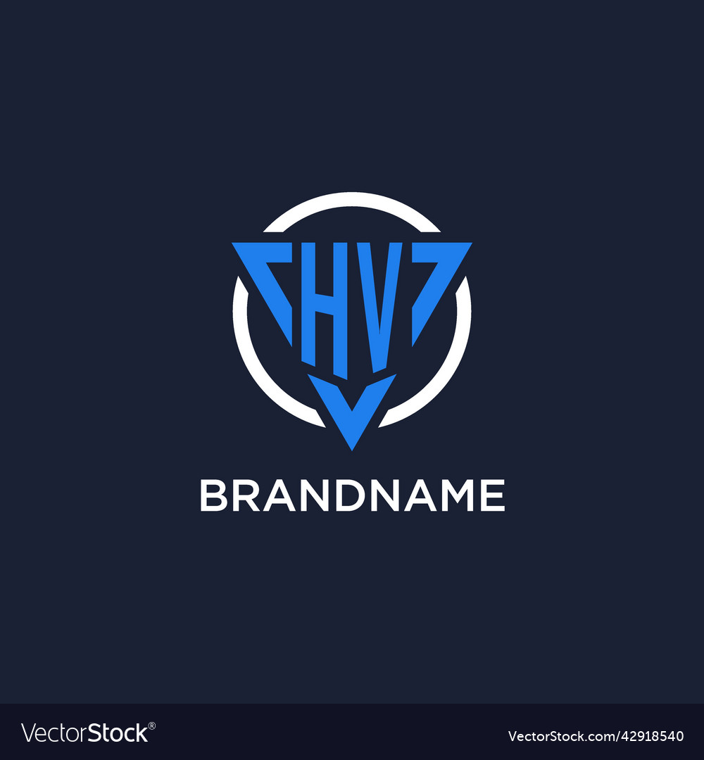 Hv monogram logo with triangle shape and circle
