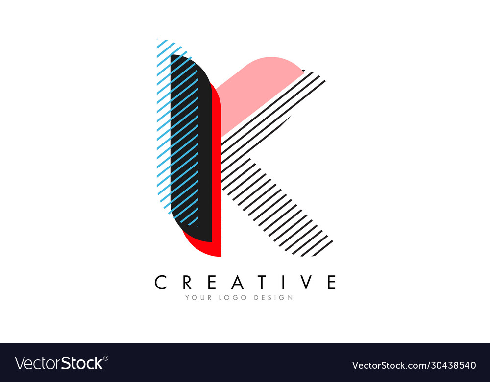 K letter with an abstract pop art logo design