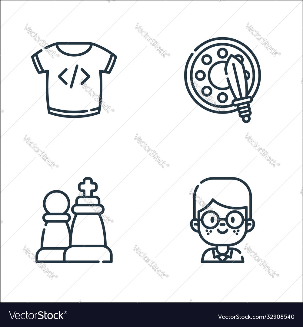 Nerd line icons linear set quality vector image Nerd line icons linear set quality