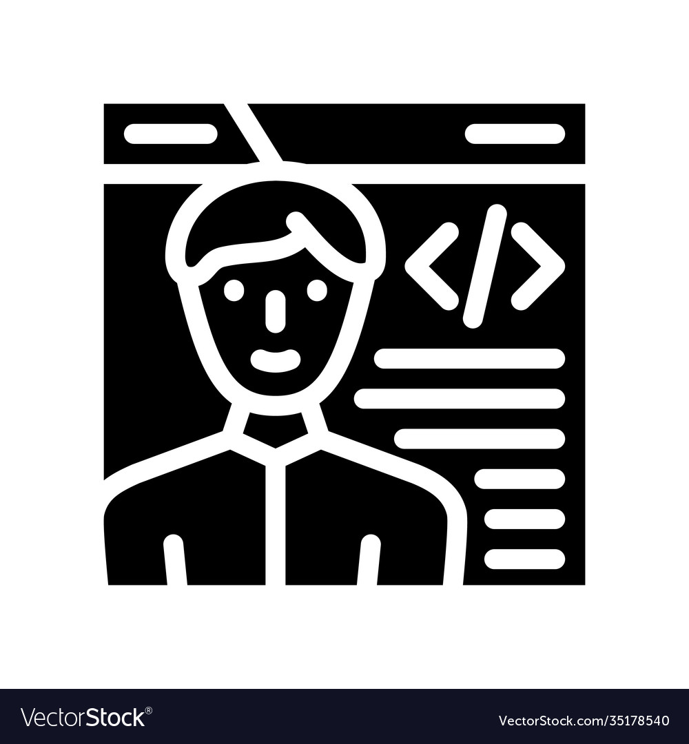 Programmer worker glyph icon