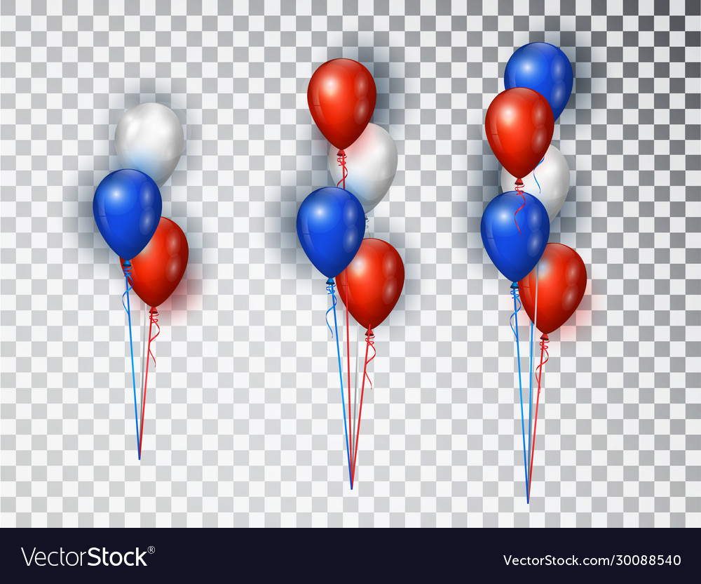 Realistic balloons composition in red blue