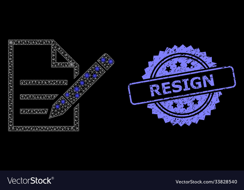 Rubber resign seal and bright web net edit text vector image Rubber resign seal and bright web net edit text