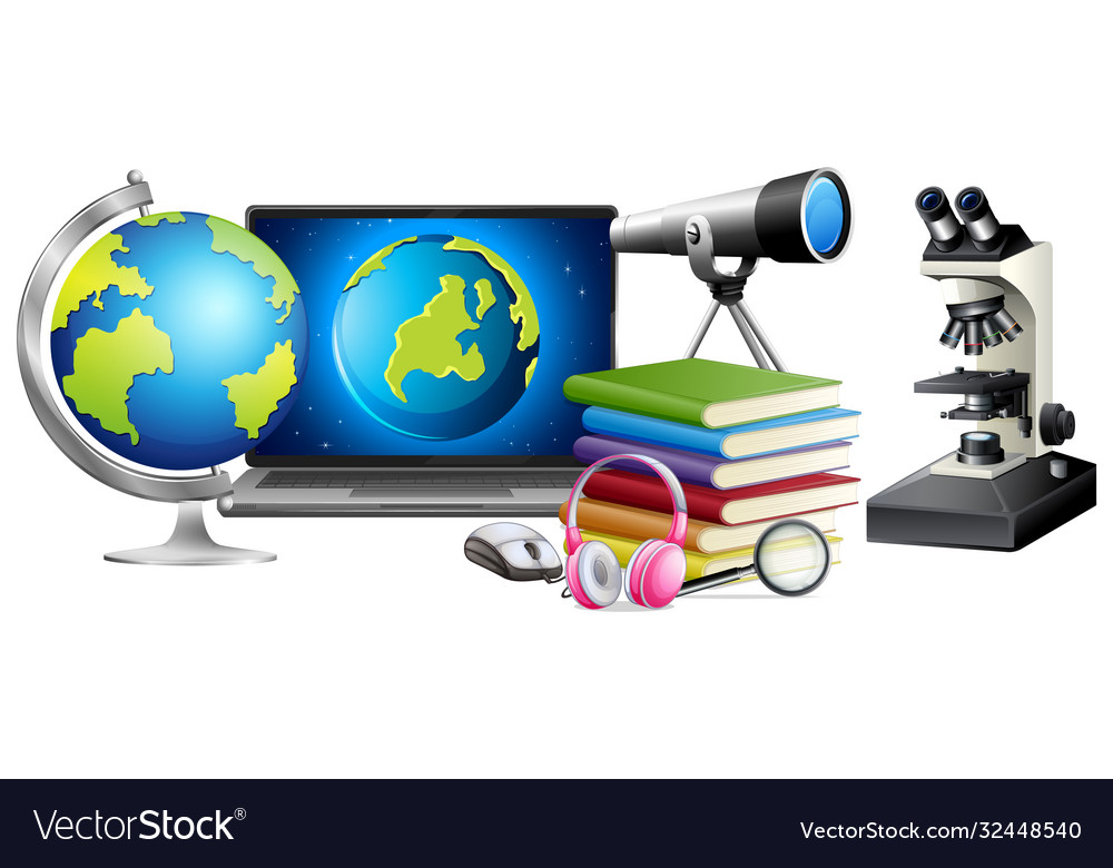 Science education objects cartoon style Royalty Free Vector