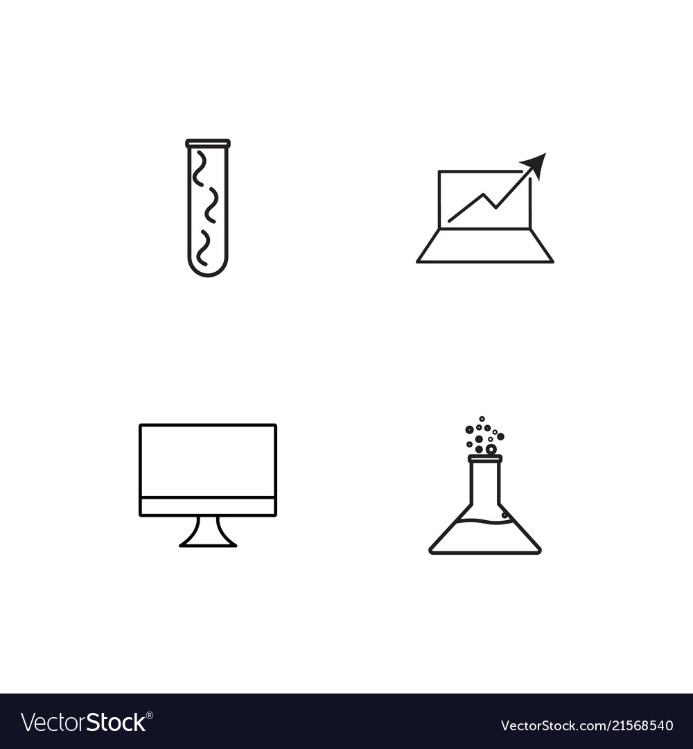 Science linear icons set simple outline