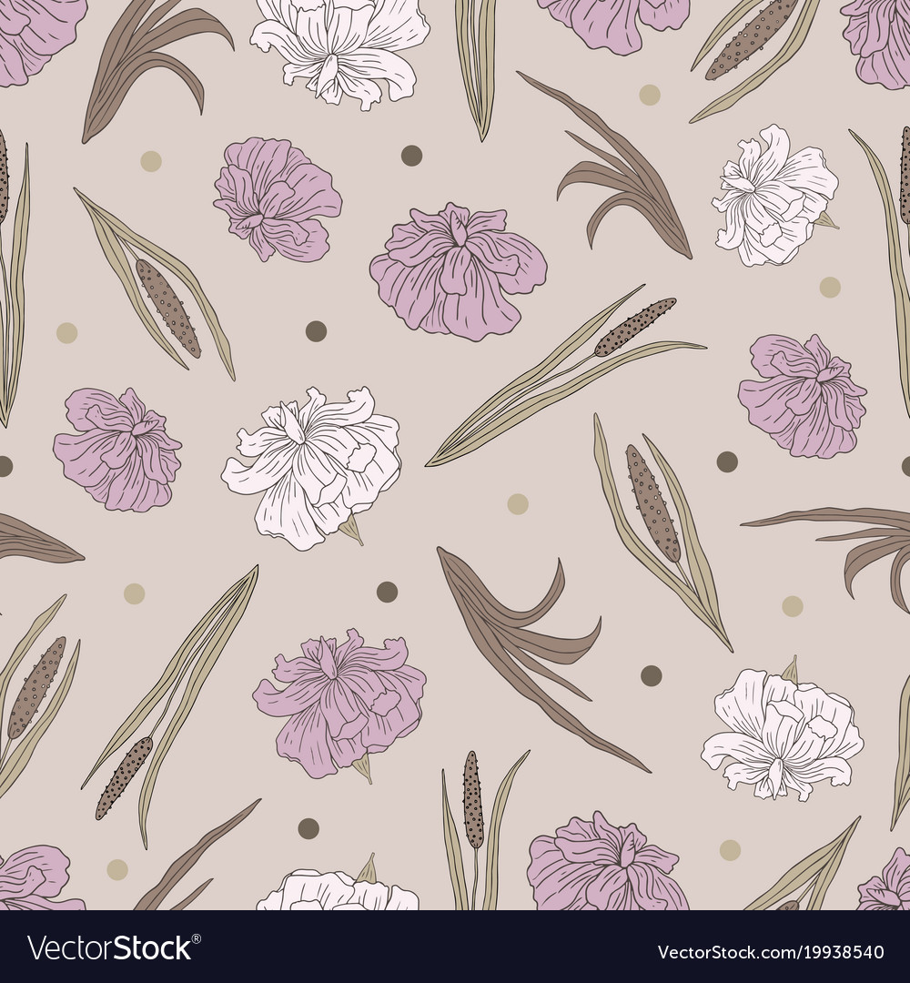 Seamless pattern with a plant acorus calamu