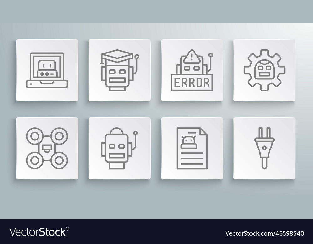 Set line drone robot technical specification vector image Set line drone robot technical specification