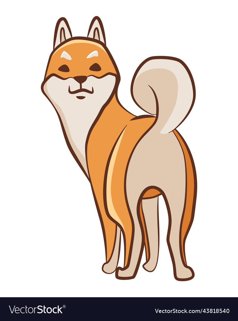 Shiba inu dog character playful pet standing Vector Image