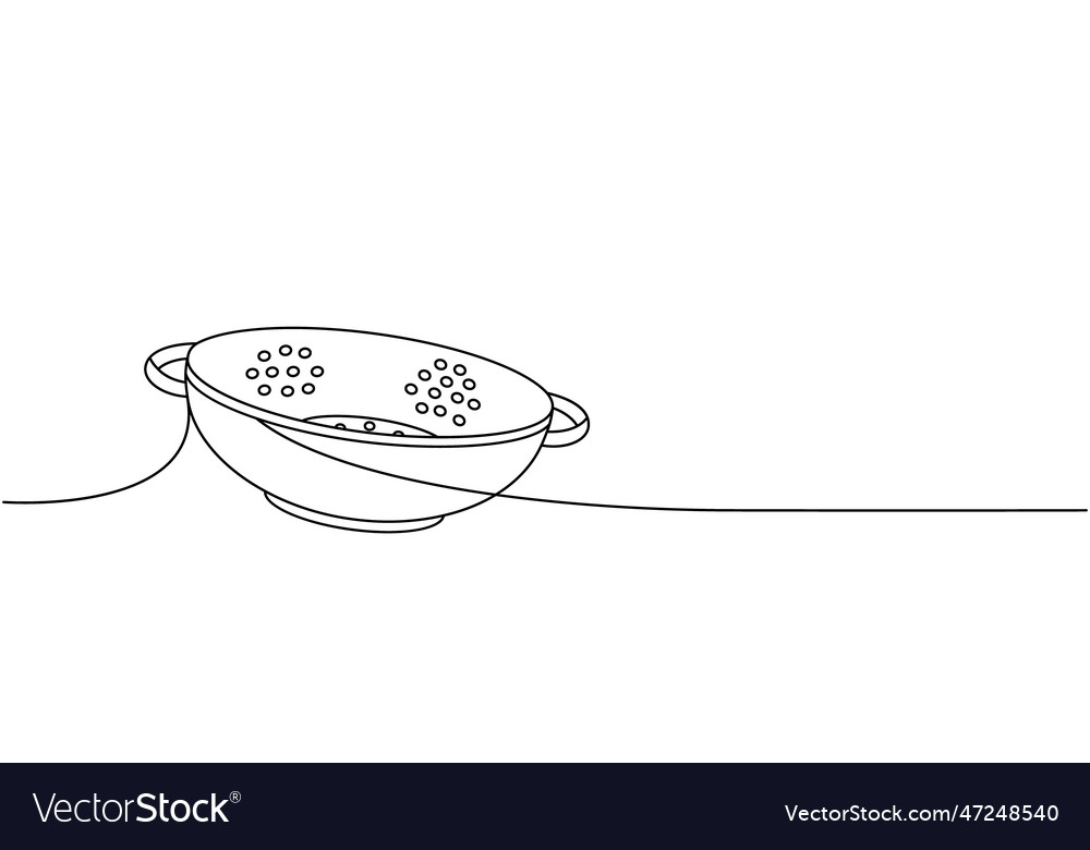 Sieve colander one line continuous drawing vector image Sieve colander one line continuous drawing