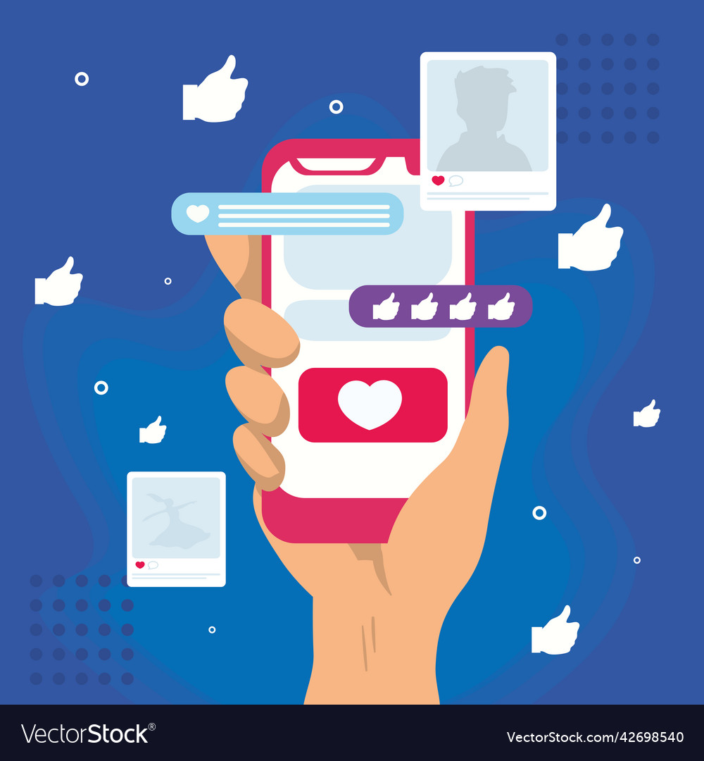 Social media addiction card Royalty Free Vector Image