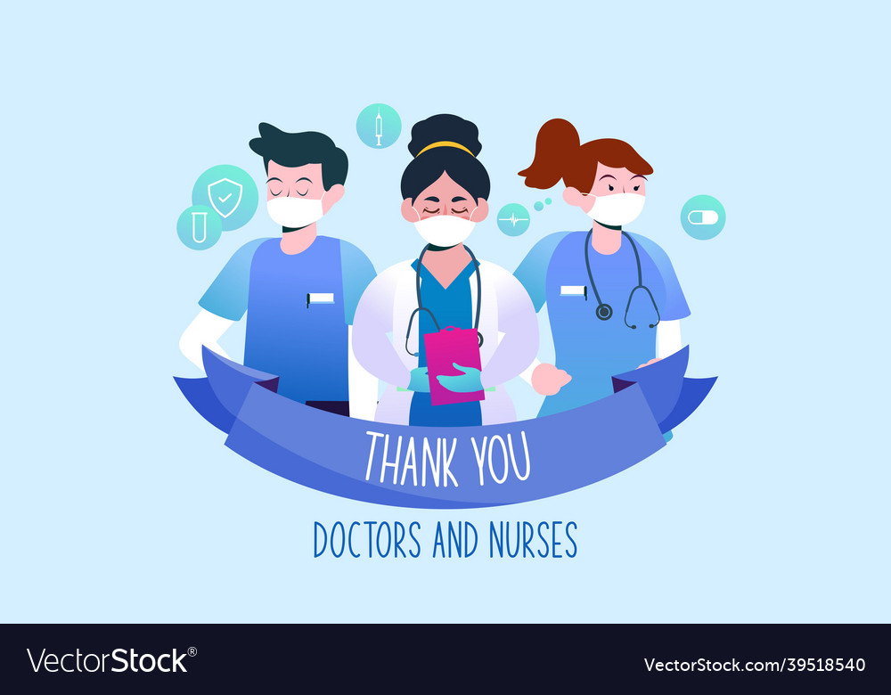 Thank You Doctors And Nurses Flat Design Vector Image