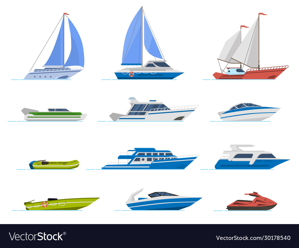 Travel Yacht And Powerboat Cruise Boats Luxury Vector Image