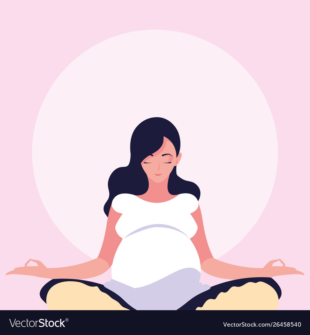 Woman pregnant lotus position avatar character