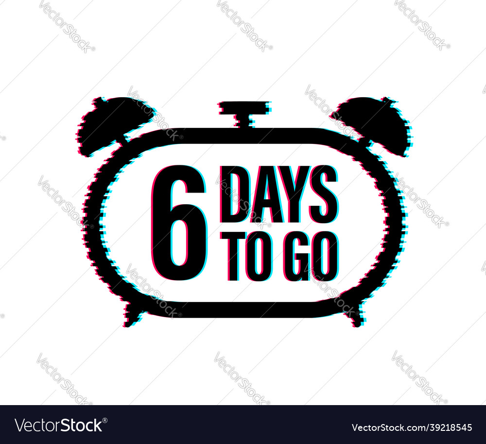 6 days to go countdown timer clock icon time