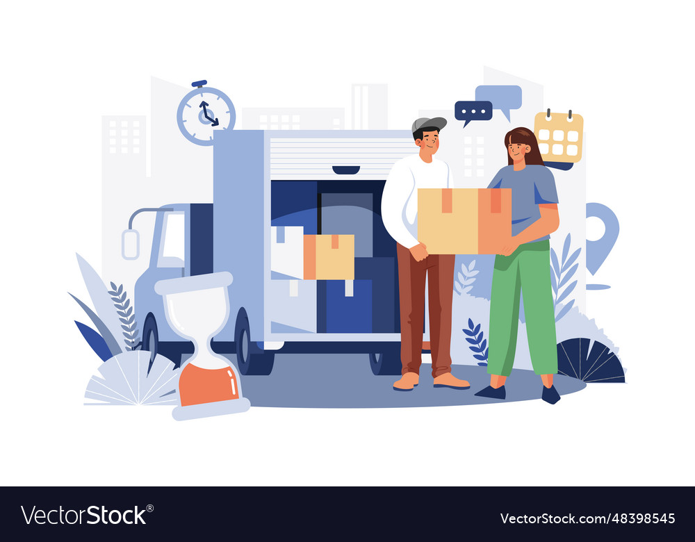 Delivery person delivering a package concept on Vector Image