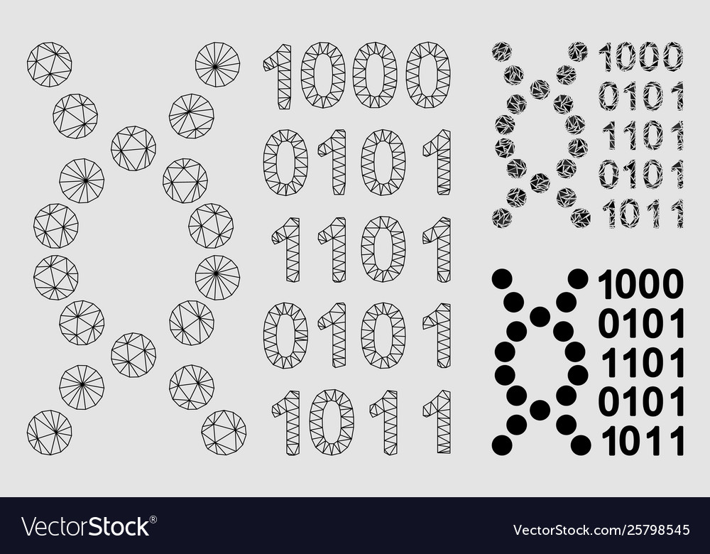 Dna code mesh 2d model and triangle mosaic vector image Dna code mesh 2d model and triangle mosaic