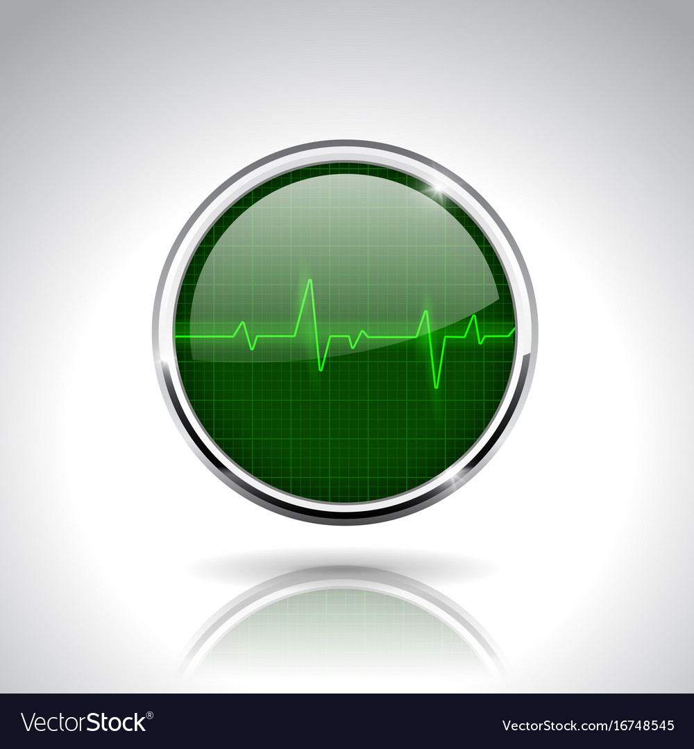 Electrocardiogram sign green round 3d icon