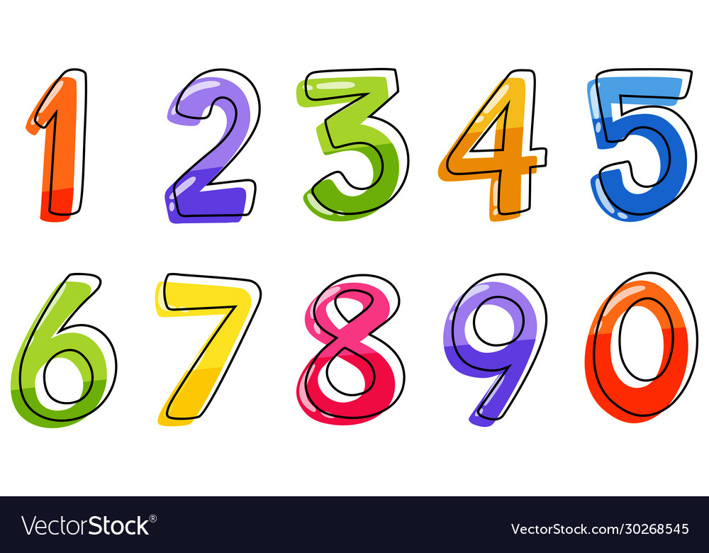 Font design for number one to zero on white vector image Font design for number one to zero on white
