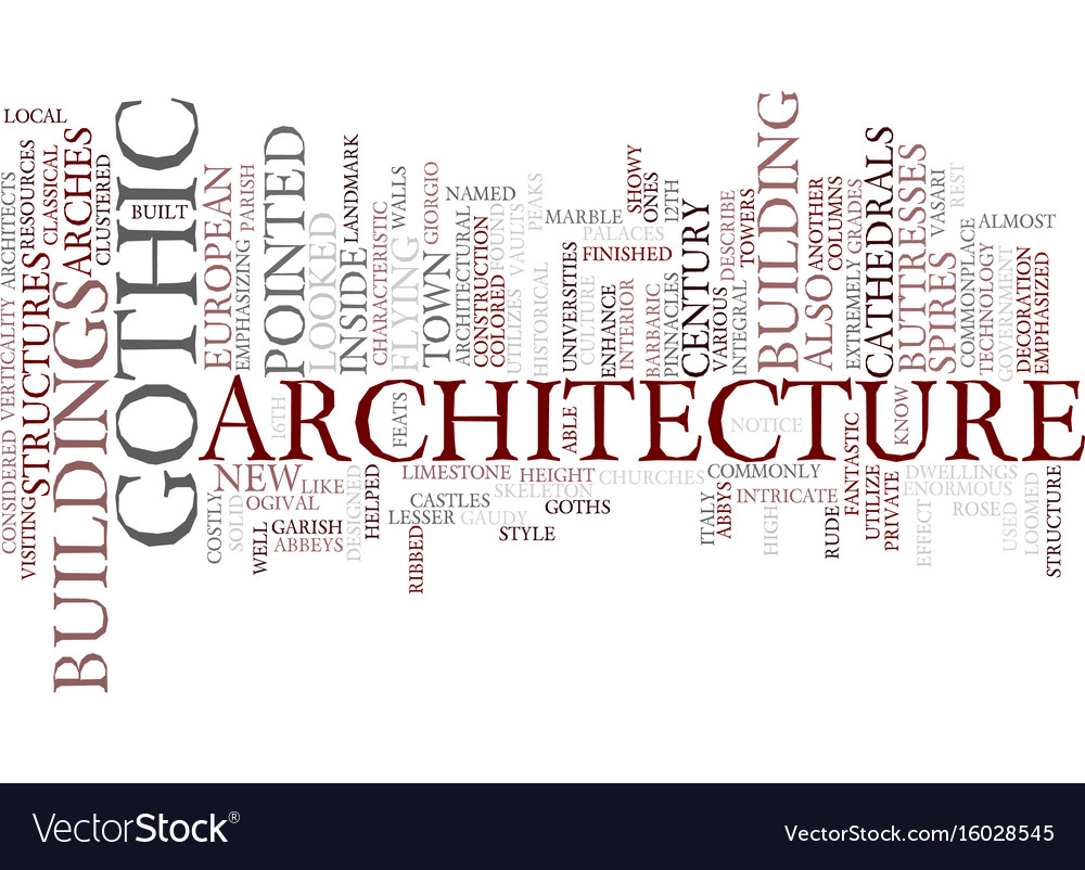 Gothic architecture text background word cloud Vector Image