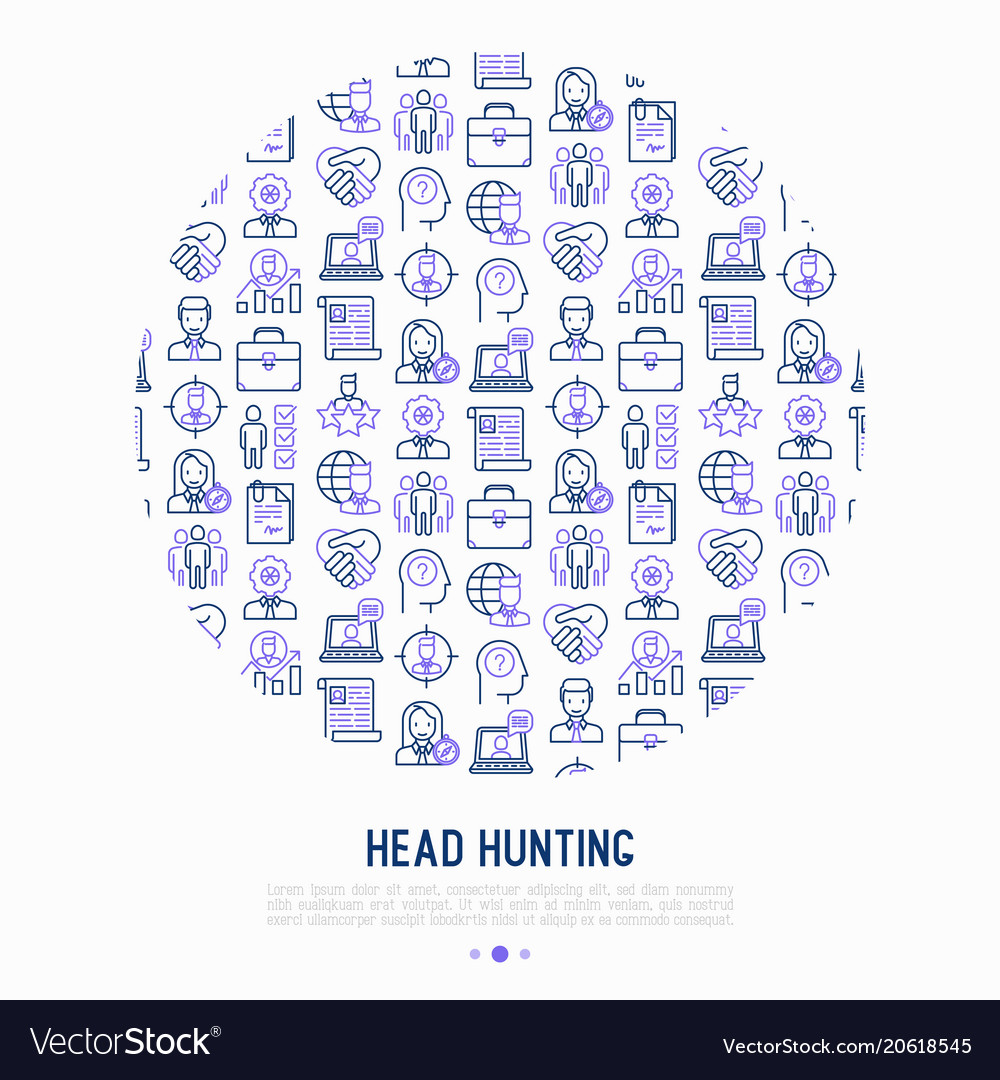 Head hunting concept in circle