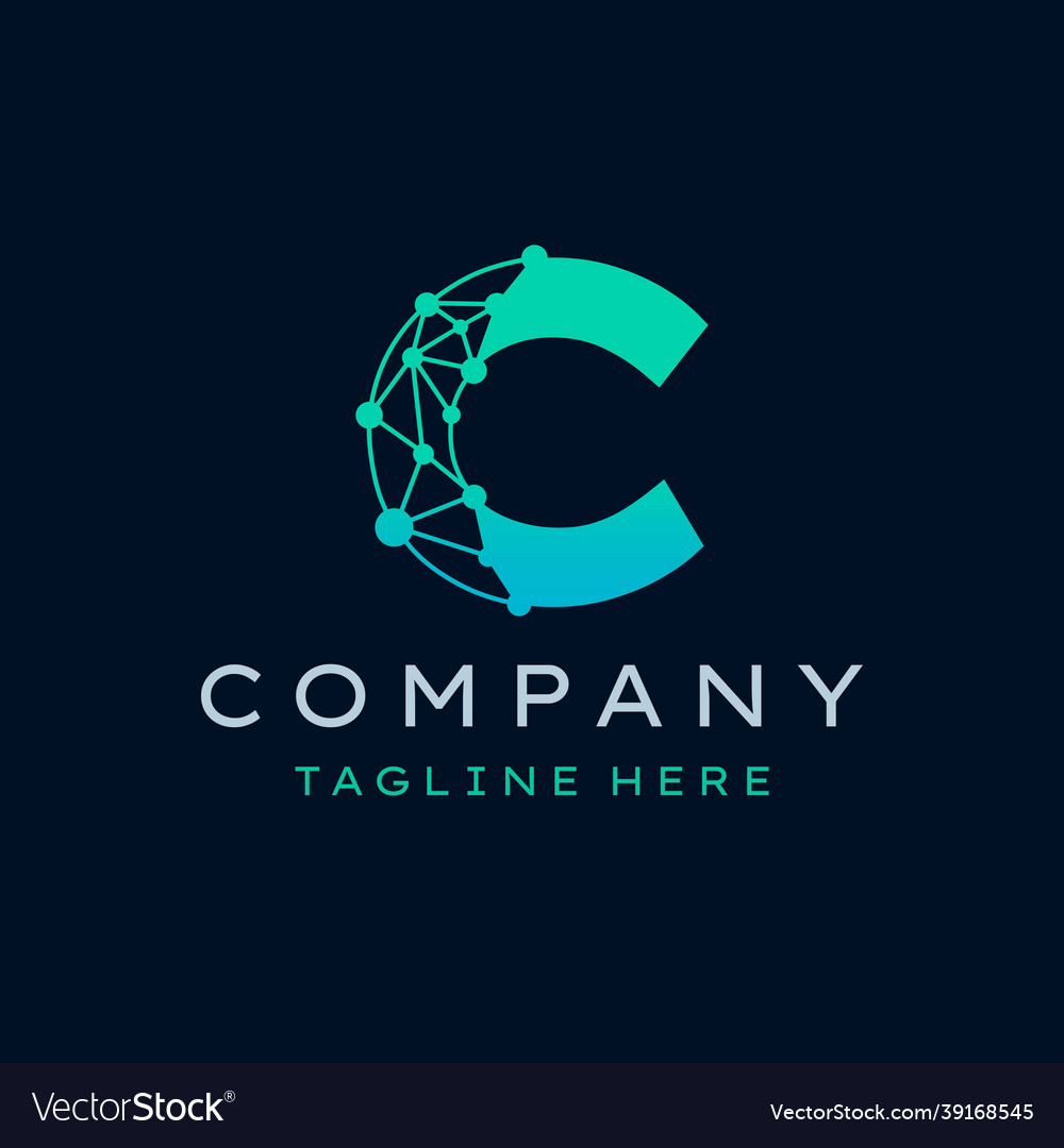 Letter c molecule logo bio tech connect dots Vector Image