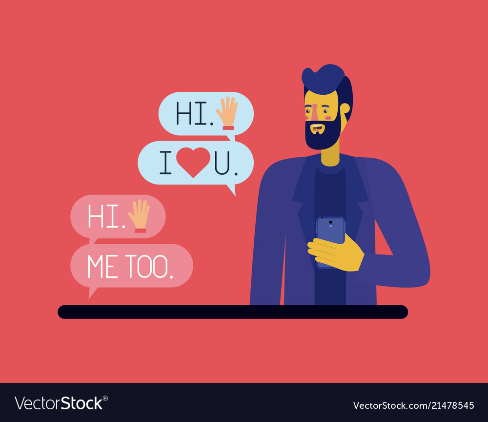 Man chating with smartphone